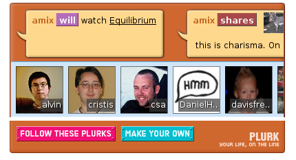 Screenshot of the Plurk Flash Widget, which displays friends and friended users