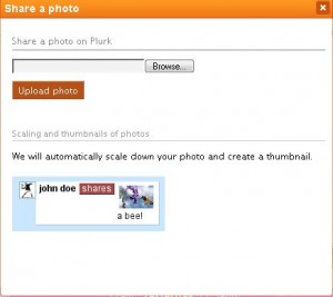 Screenshot of the Plurk photo sharing flow